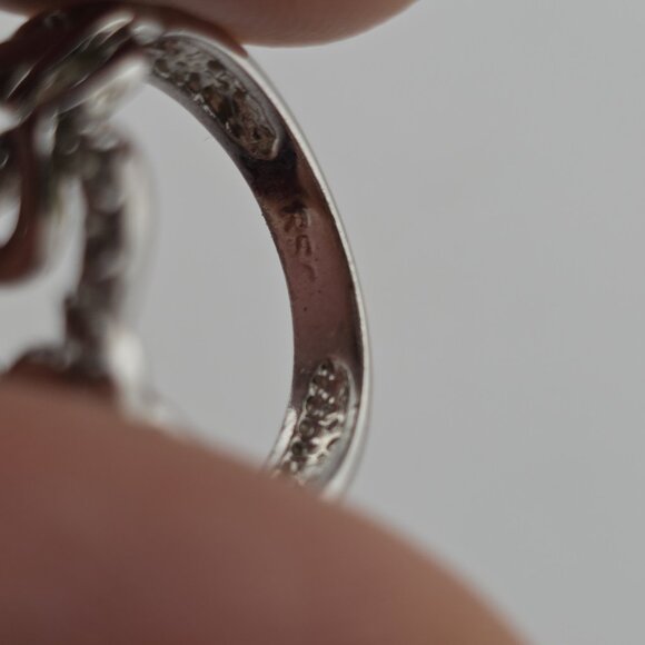 R.S. Covenant Silver Tone Clear Cubic Zirconia Heart Ring Size 5 - Picture 9 of 10